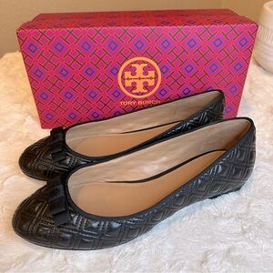 Tory Burch Marion Quilted Ballet Flat Black New size 9
